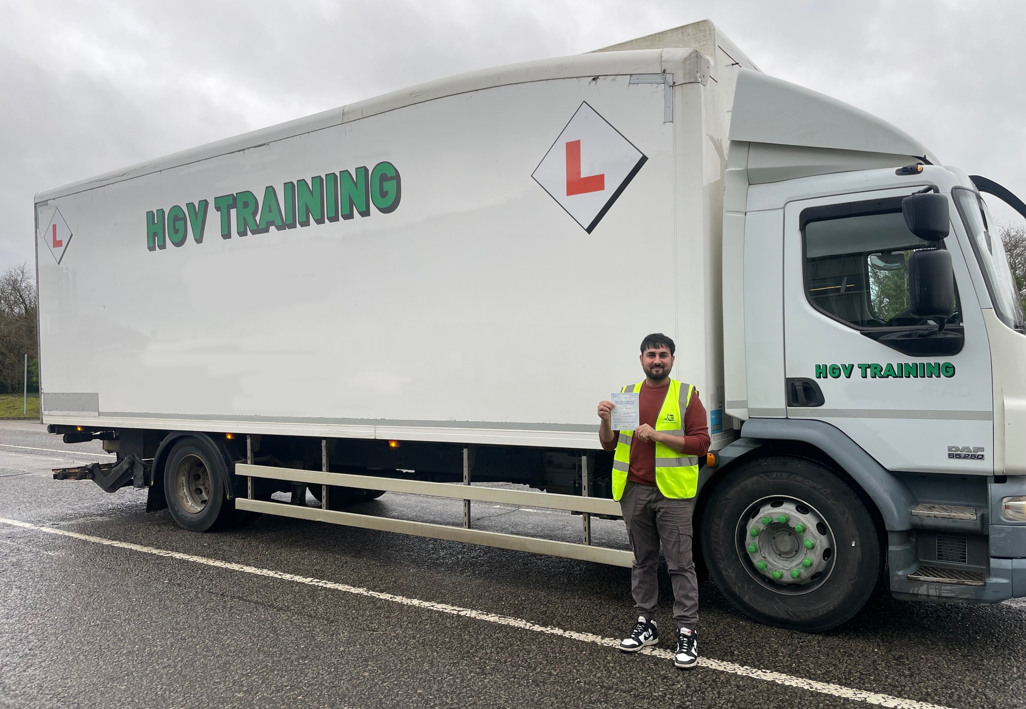 Inside the cabin of a training HGV